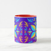 Mug Belle Fleur art aux couleurs jaune et bleu (Centre)