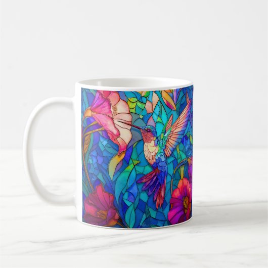 Mug Belle Fleur de colibri Jardin Vitrail (Gauche)
