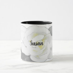 Mug Belle Fleur de Gardenia blanche sur blanc