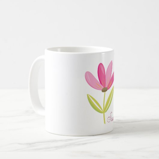 Mug Belle Fleur rose (Devant gauche)