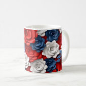 Mug Belle Fleur Rouge Blanc Bleu Jardin Floral USA (Devant droit)