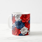 Mug Belle Fleur Rouge Blanc Bleu Jardin Floral USA (Devant gauche)