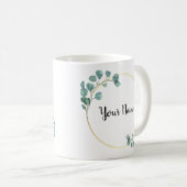 Mug Belle Fleur Vert Nom Personnalisé (Devant droit)