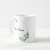 Mug Belle Fleur Vert Nom Personnalisé (Devant gauche)