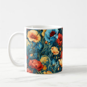 Mug Belle Fleurs Bleues Jaunes Bleues Botaniques Impri