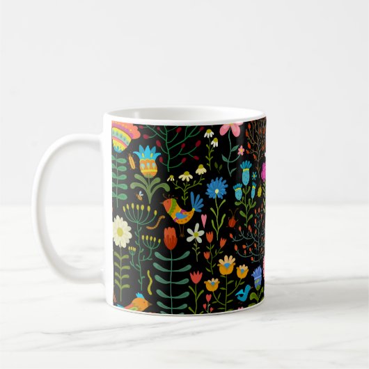 Mug Belle fleurs dessinée à la main illustration motif (Gauche)