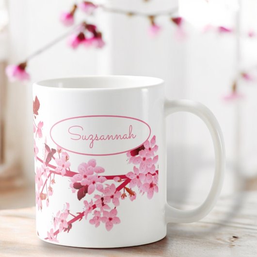 Mug Belle fleurs rose cerisier floral Custom