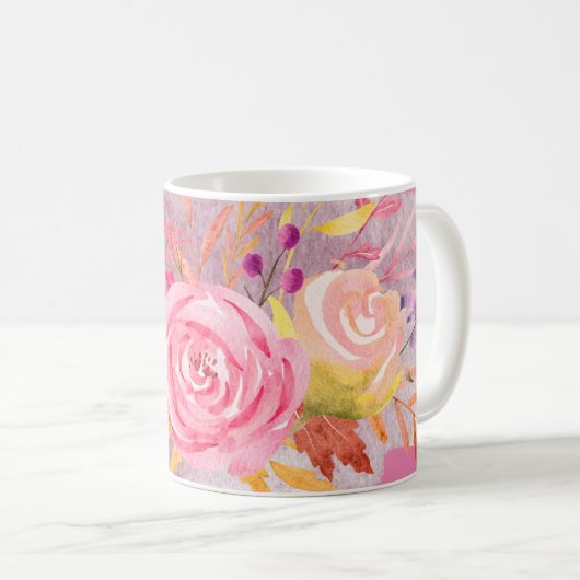 Mug Belle florale rose (Devant droit)