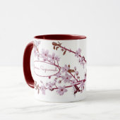 Mug Belle florale rose cerise fleurs sur mesure (Devant gauche)