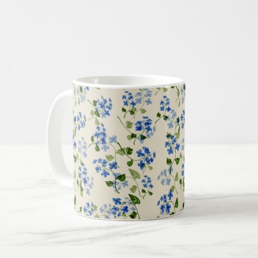 Mug Belle florale sans couture motif oublier-me-pas bl (Devant gauche)