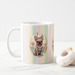 Mug Belle French Bulldog Pastel Lines Cottagecore