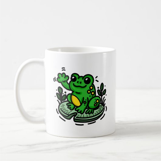 Mug Belle grenouille du matin sur la main de Lily Pad (Gauche)