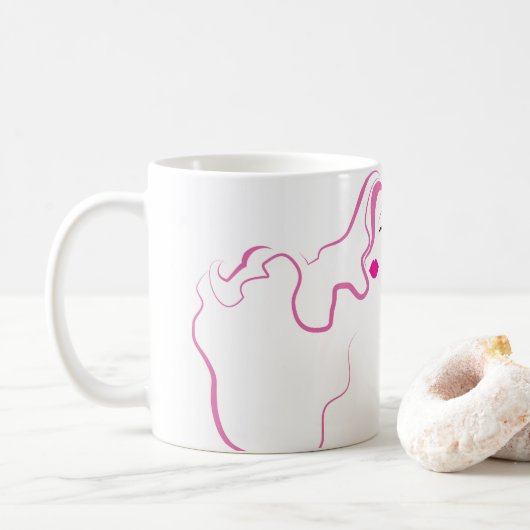 Mug Belle icône fille cheveux rose coiffure marque (Avec donut)