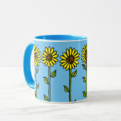Mug Belle illustration Fleurs de soleil et Bumblebee (Devant gauche)
