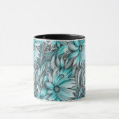Mug Belle impression Florale Turquoise Bleue (Centre)