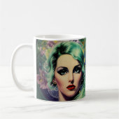 Mug Belle Lavande & Green Retro Style Space Woman (Gauche)