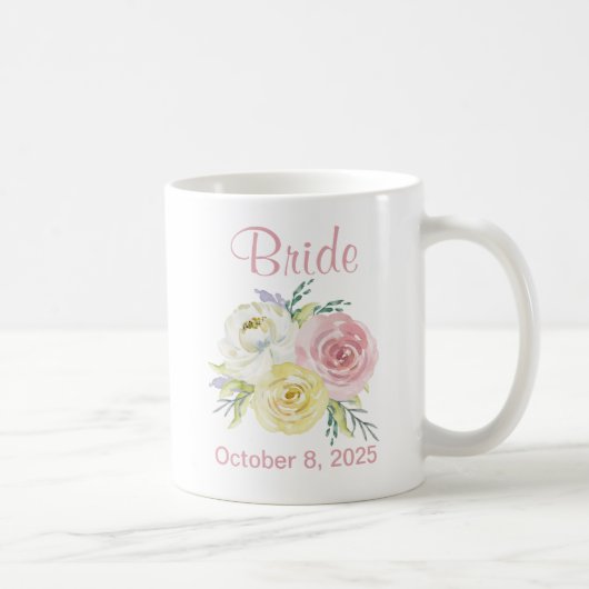 Mug Belle mariée de fleurs d'aquarelle (Droite)