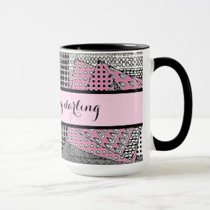 Mug Belle Matinée Darling Rose Black Grey Ringer 15oz