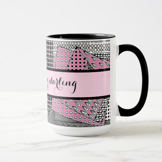 Mug Belle Matinée Darling Rose Black Grey Ringer 15oz (Droite)