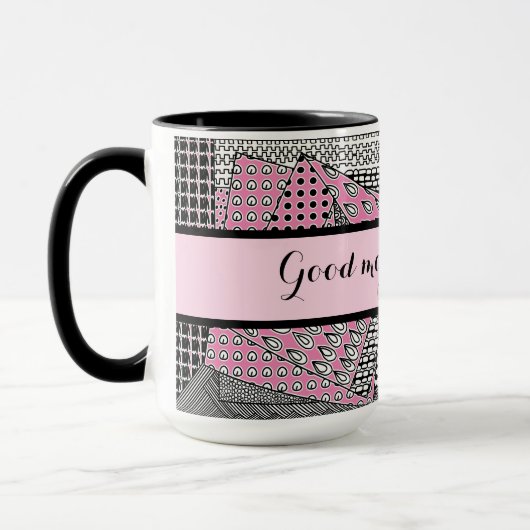 Mug Belle Matinée Darling Rose Black Grey Ringer 15oz (Gauche)