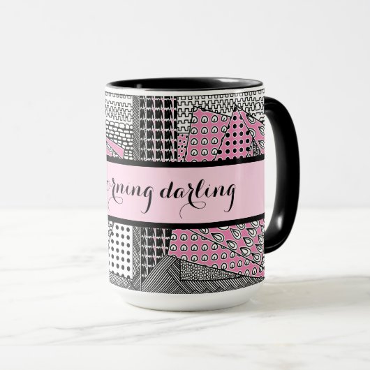 Mug Belle Matinée Darling Rose Black Grey Ringer 15oz (Devant droit)