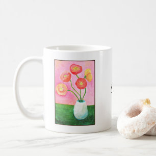 Mug Belle œuvre d'art de pavot personnalisée avec nom 