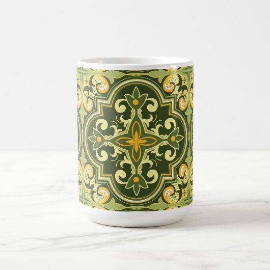 Mug 💚 💛 Belle olive et jaune Azulejos (Centre)
