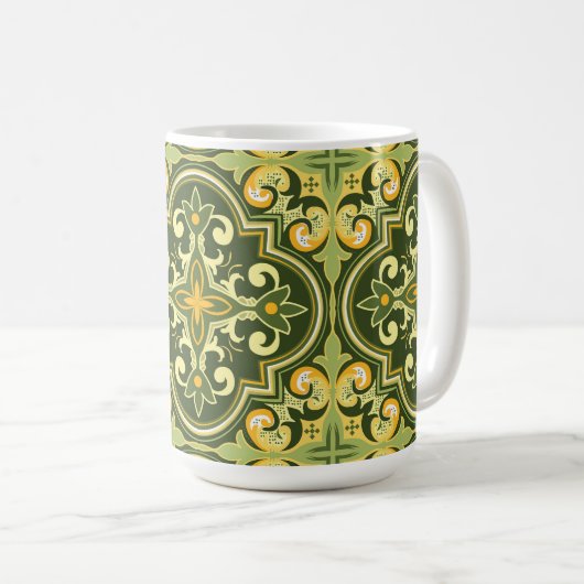 Mug 💚 💛 Belle olive et jaune Azulejos  (Devant droit)