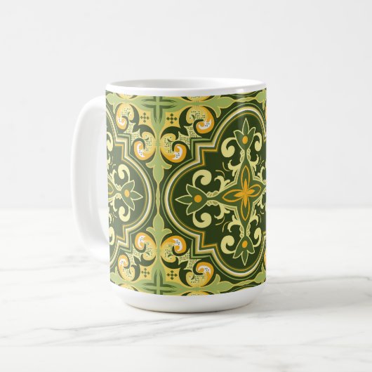 Mug 💚 💛 Belle olive et jaune Azulejos (Devant gauche)