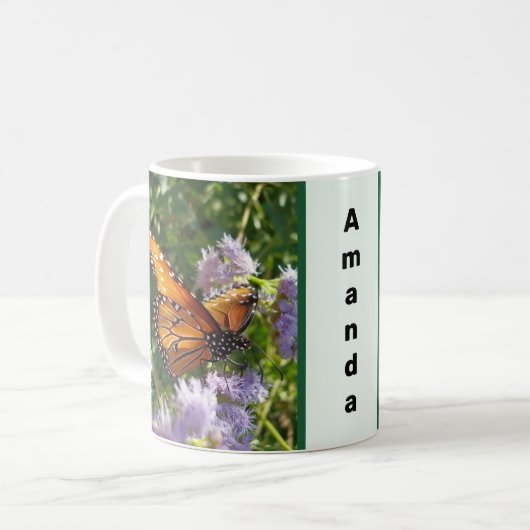 Mug Belle Orange Monarque Papillon Photo Floral (Devant gauche)