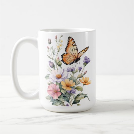 Mug Belle Papillon Monarque Aquarelle (Gauche)