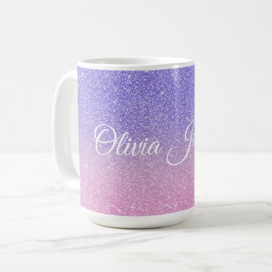 Mug Belle Parties scintillant rose violet Ombre (Devant gauche)