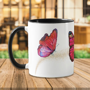 Mug Belle Parties scintillant rouge violet or papillon