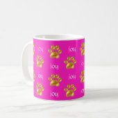 Mug Belle pattes or & calligraphie sur magenta rose (Devant gauche)