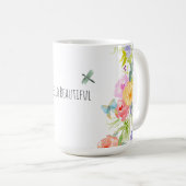 Mug Belle Peach Rose or Aquarelle Jaune Rose Floral (Devant droit)