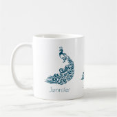 Mug Belle Peacock Bleu Illustration personnalisée (Gauche)