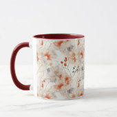 Mug Belle Pêche Feminine Rouge Blanc Floral (Gauche)