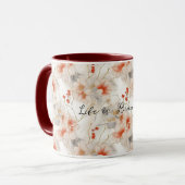 Mug Belle Pêche Feminine Rouge Blanc Floral (Devant gauche)