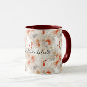 Mug Belle Pêche Feminine Rouge Blanc Floral (Devant droit)