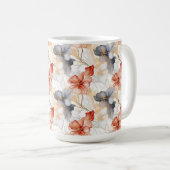Mug Belle Pêche féminine Rouge Bleu et Blanc Floral (Devant droit)