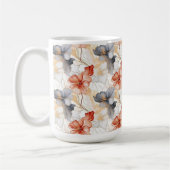 Mug Belle Pêche féminine Rouge Bleu et Blanc Floral (Gauche)