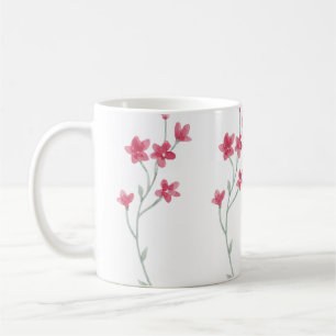 Mug Belle Peinte À La Main Fleurs Sauvages Roses Dusty