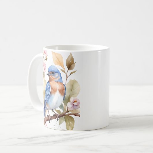 Mug Belle peinture à l'aquarelle de Bluebird (Devant gauche)