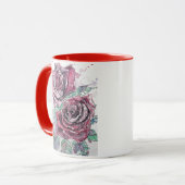 Mug Belle peinture à l'aquarelle rouge Rose (Devant gauche)