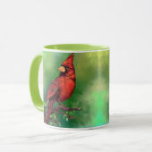 Mug Belle peinture d'oiseaux du Cardinal rouge du Nord (Devant gauche)