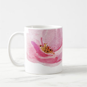 Mug Belle Peonies Roses Peintes À La Main