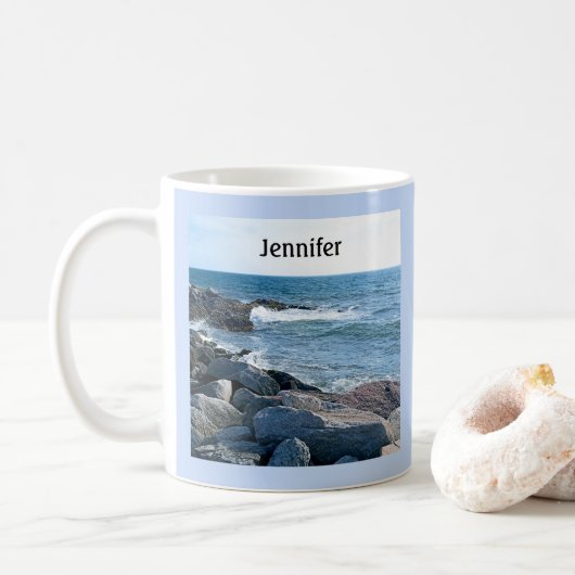 Mug Belle photo de Atlantic Ocean Blue Name (Avec donut)