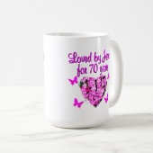 MUG BELLE PHOTO FLORALE ROSE DE 70E ANNIVERSAIRE (Devant droit)
