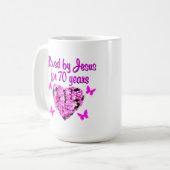 MUG BELLE PHOTO FLORALE ROSE DE 70E ANNIVERSAIRE (Devant gauche)