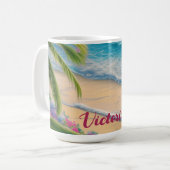 Mug Belle Plage Océan Vagues Sable Palmiers (Devant gauche)